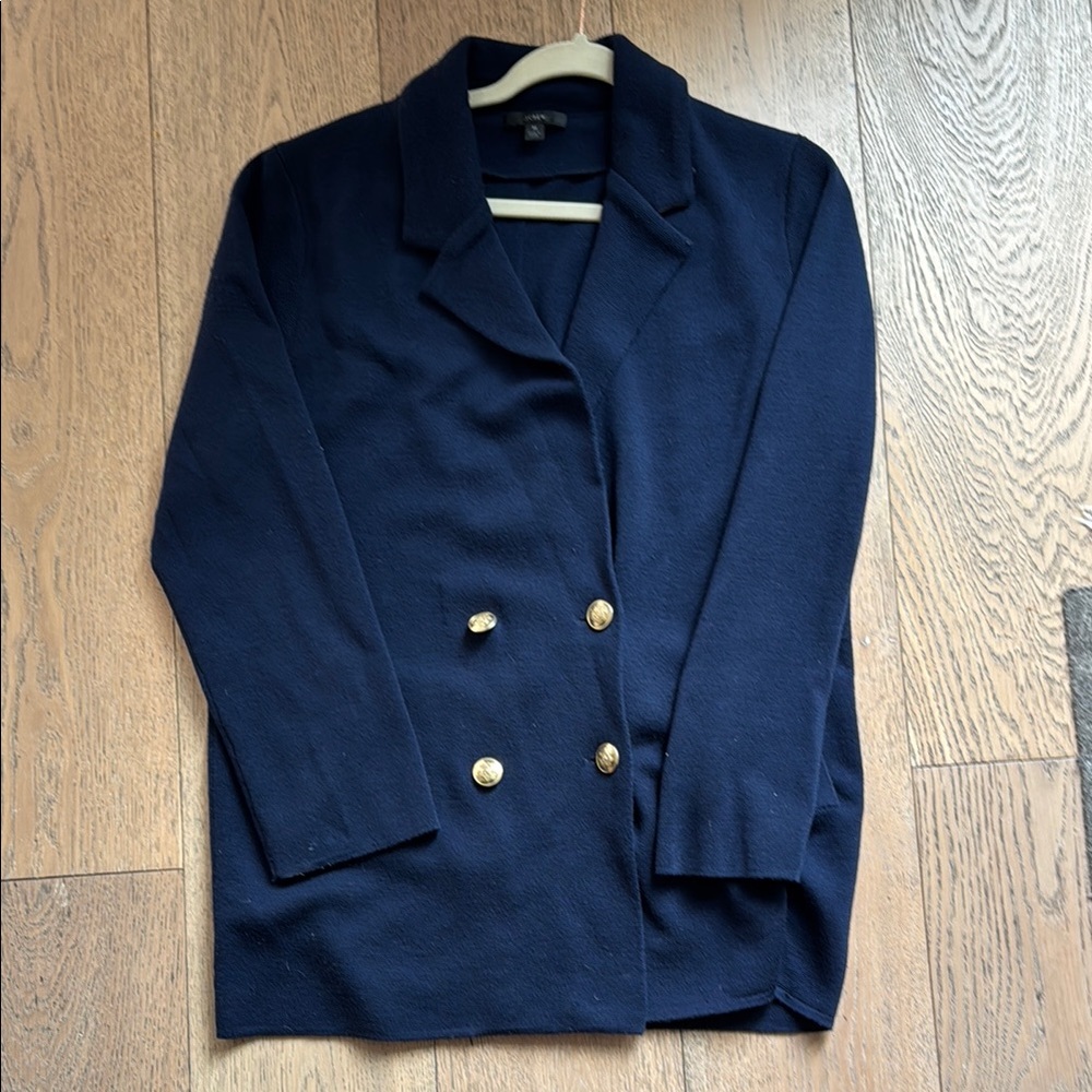 Blue and Gold Double-Breasted Blazer with Notched Lapel